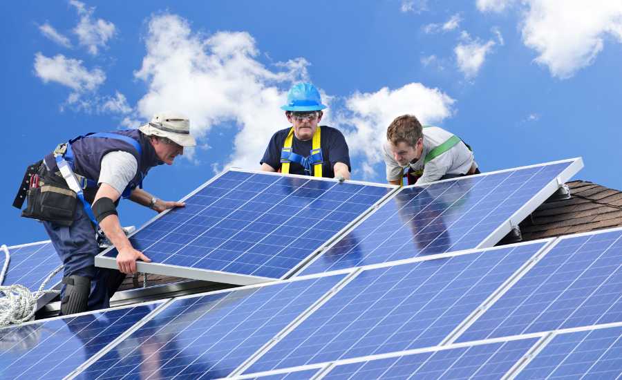 Montering af solceller på tag